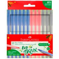 Lapiceros FABER CASTELL Eco Trilux 6-Azul 3-Rojo 3-Negro Pack 12un