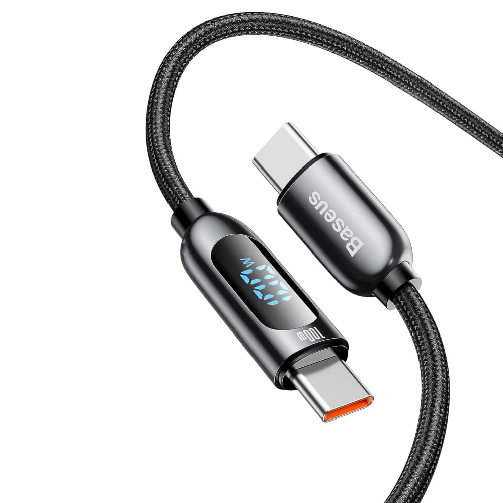 BASEUS Cable trenzado Tipo C a Tipo C 100W con pantalla 2MT