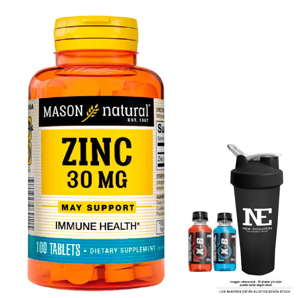 VITAMINAS MASON NATURAL - ZINC 30 MG (100 TAB) + SHAKER