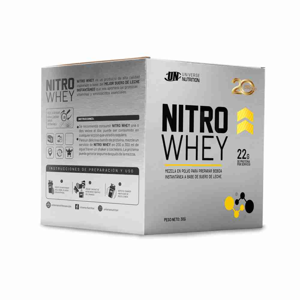 UNIVERSE NUTRITION NITRO WHEY CAJA 10 UNID. CHOCOLATE