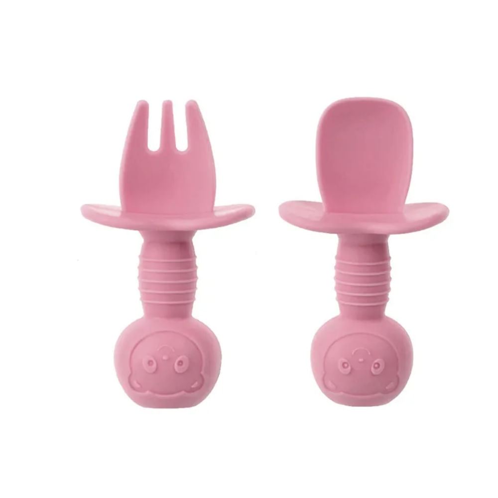 Juego de 2 piezas Pre cucharada y Cubierto de Osito con tope Coral Estuche