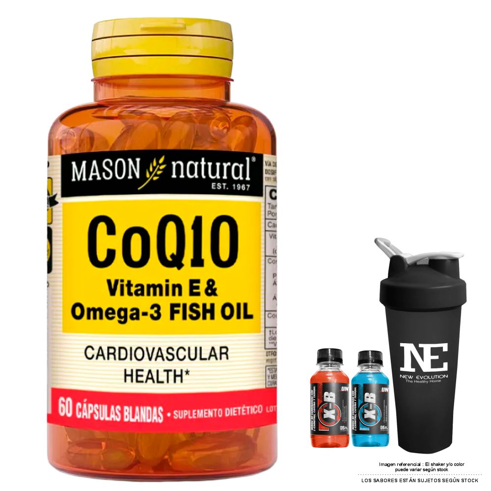 VITAMINAS MASON NATURAL - CoQ10 (VITAMINA E & OMEGA 3 FISH OIL) (60 SOFTG) + SHAKER