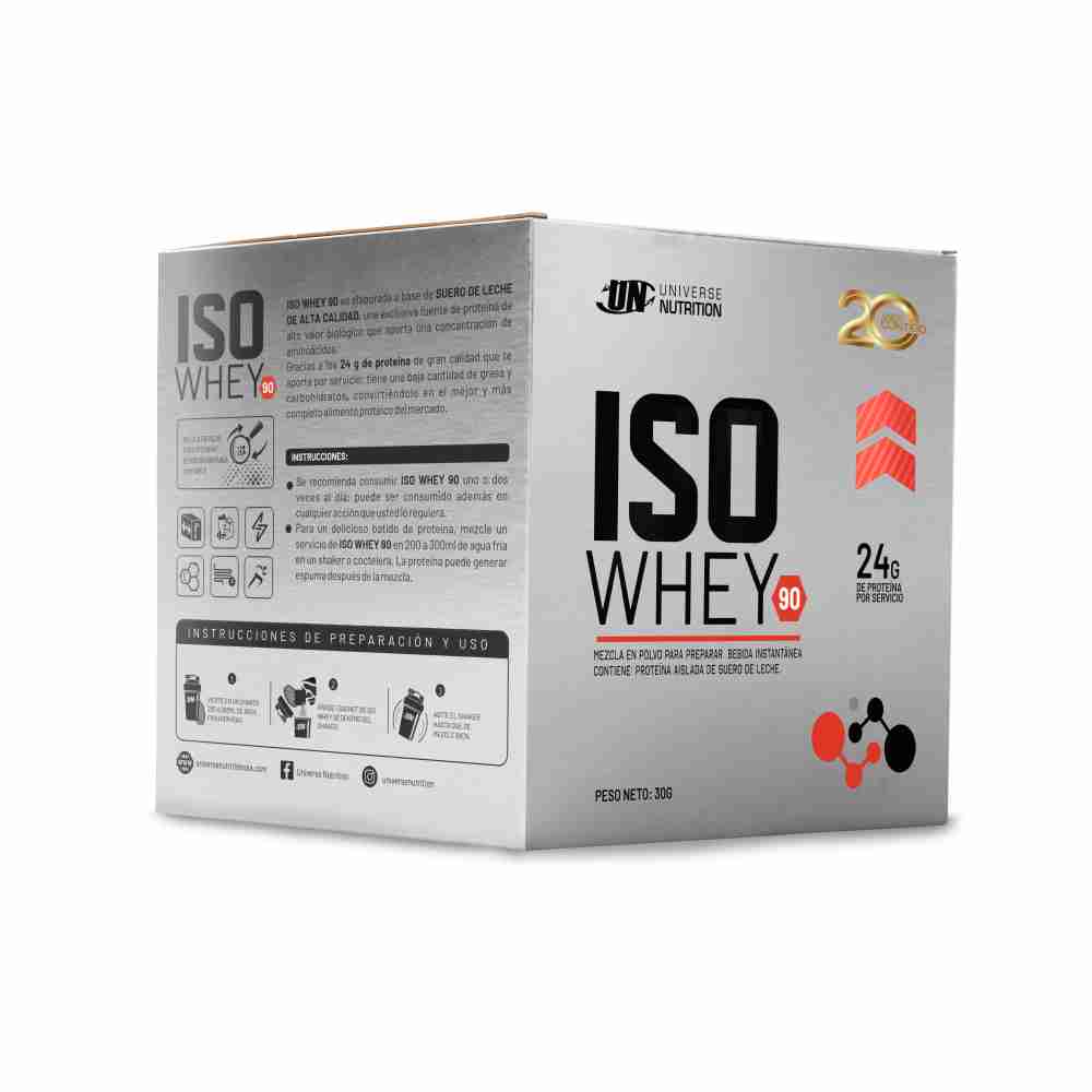 UNIVERSE NUTRITION ISO WHEY 90 CAJA 10 UNID. CHOCOLATE