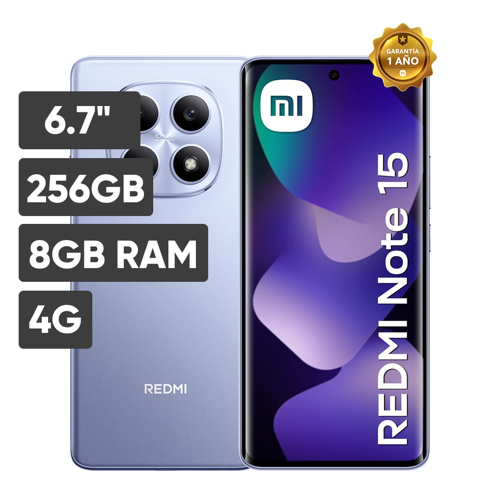 Smartphone XIAOMI Redmi Note 15 6.7"" 8GB 256GB 108MP+8MP Morado