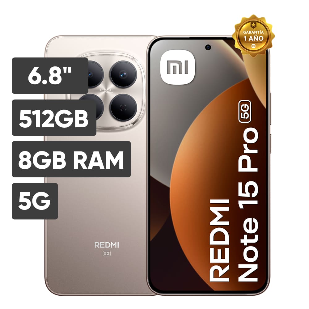 Smartphone XIAOMI Redmi Note 15 PRO 5G 6.8"" 8GB 512GB 200MP+8MP Gris
