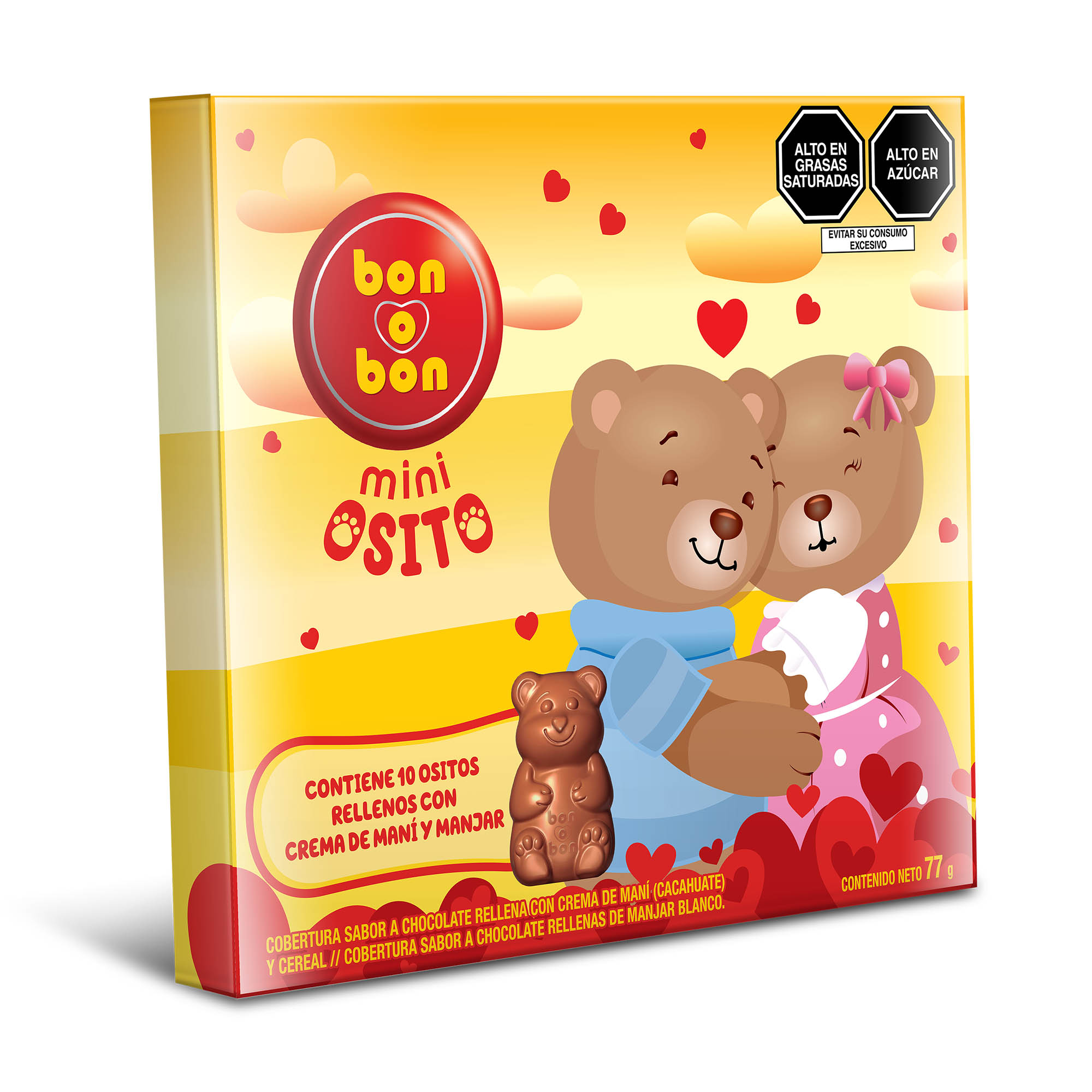 Bombones de Chocolate BON O BON Mix Mini Osito Caja 77g