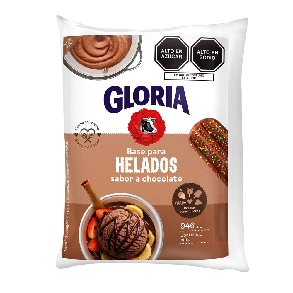 Base de Helado Chocolate GLORIA Bolsa 946ml