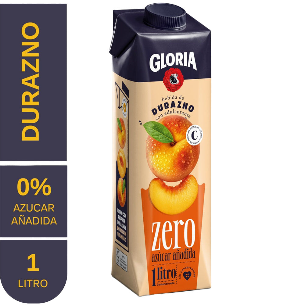 Bebida de Durazno GLORIA Zero Tetrapack 1L