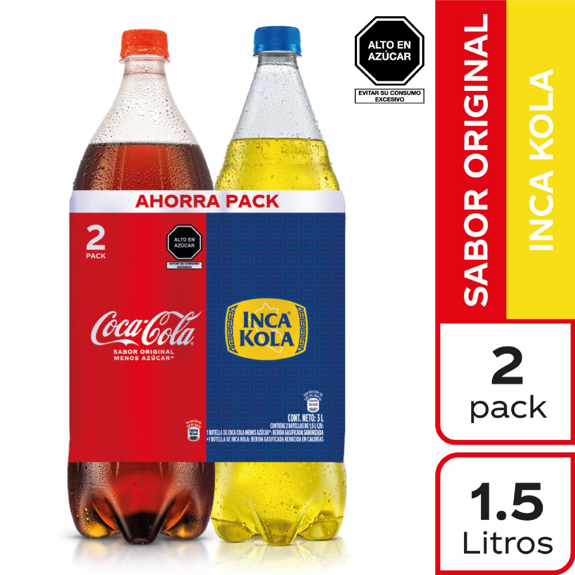 Gaseosa COCA COLA + INCA KOLA Botella 1.5L Pack 2un