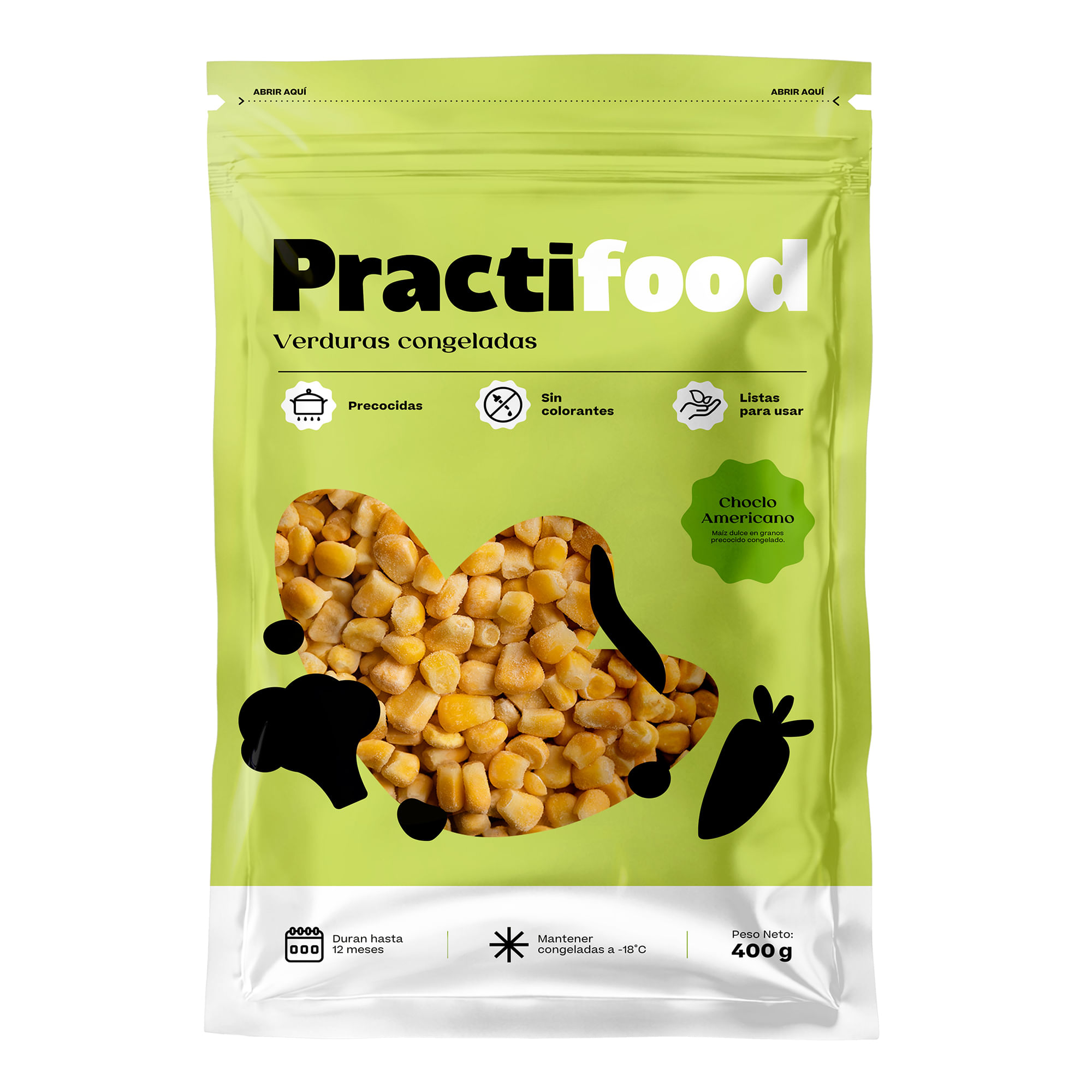Choclo Americano Precocido PRACTIFOOD Bolsa 400g