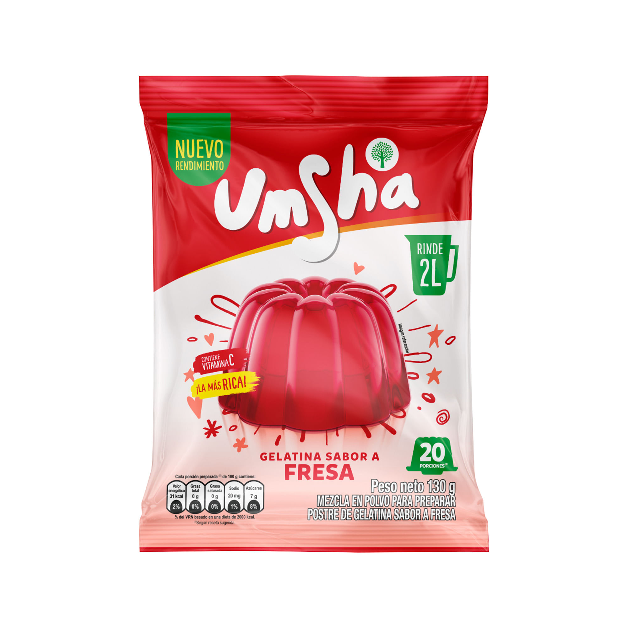 Gelatina UMSHA Fresa Bolsa 130g
