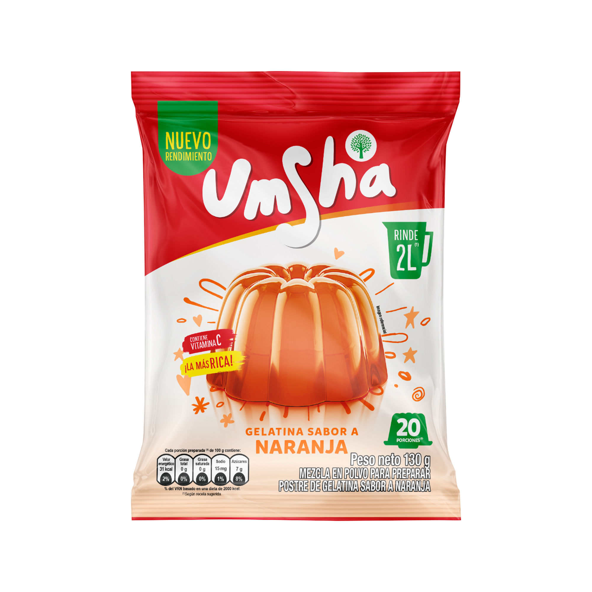 Gelatina UMSHA Naranja Bolsa 130g