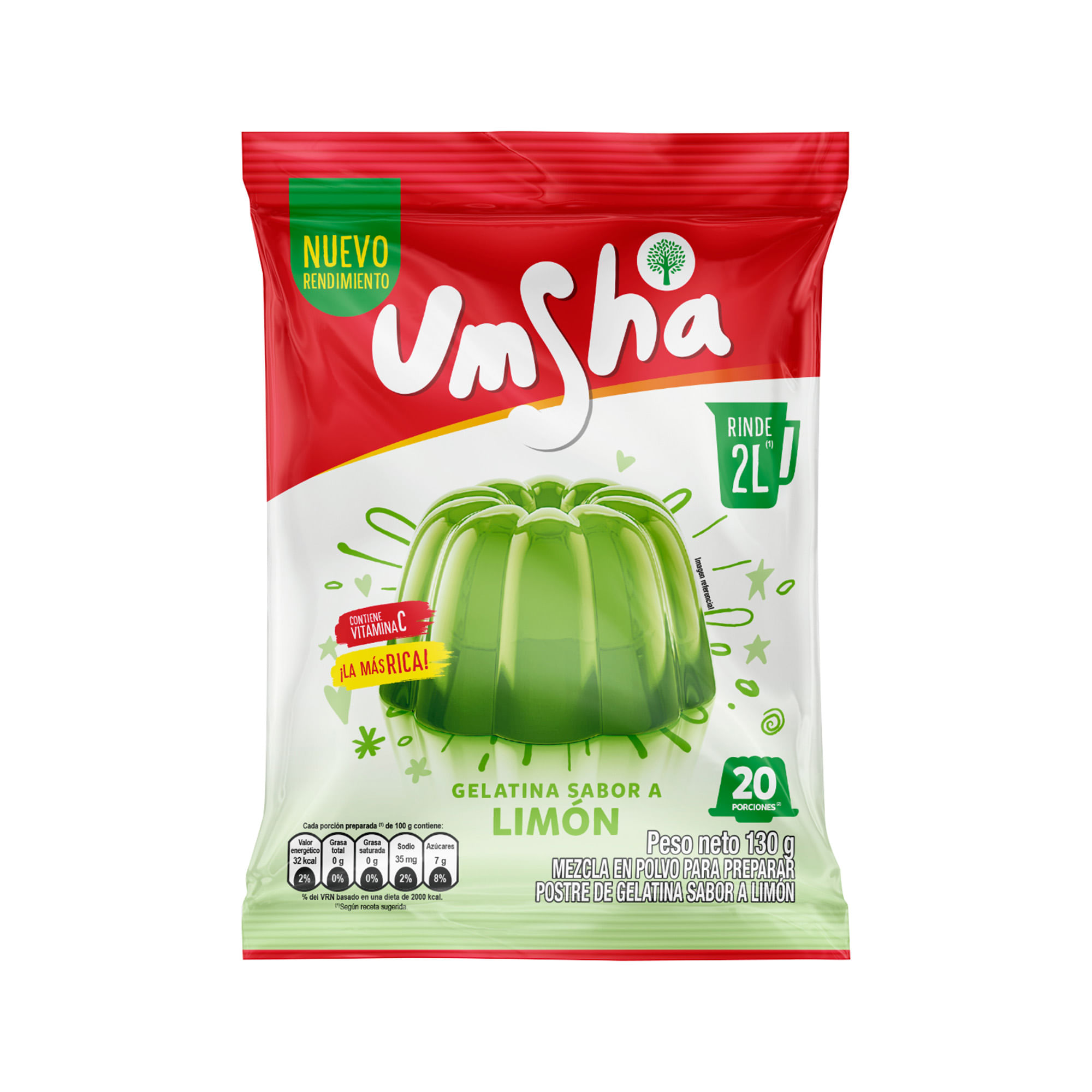 Gelatina UMSHA Sabor a Limón Bolsa 130g
