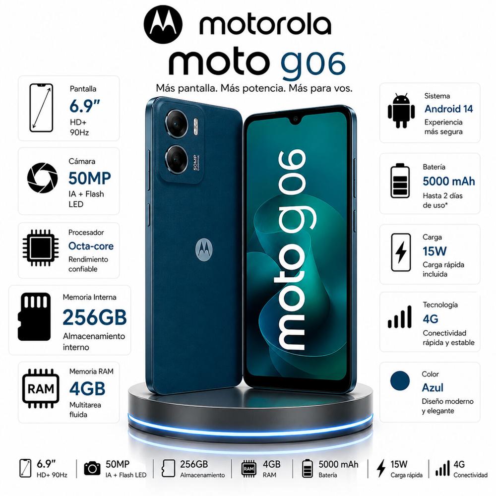 CELULAR Motorola G06 4GB 256GB AZUL