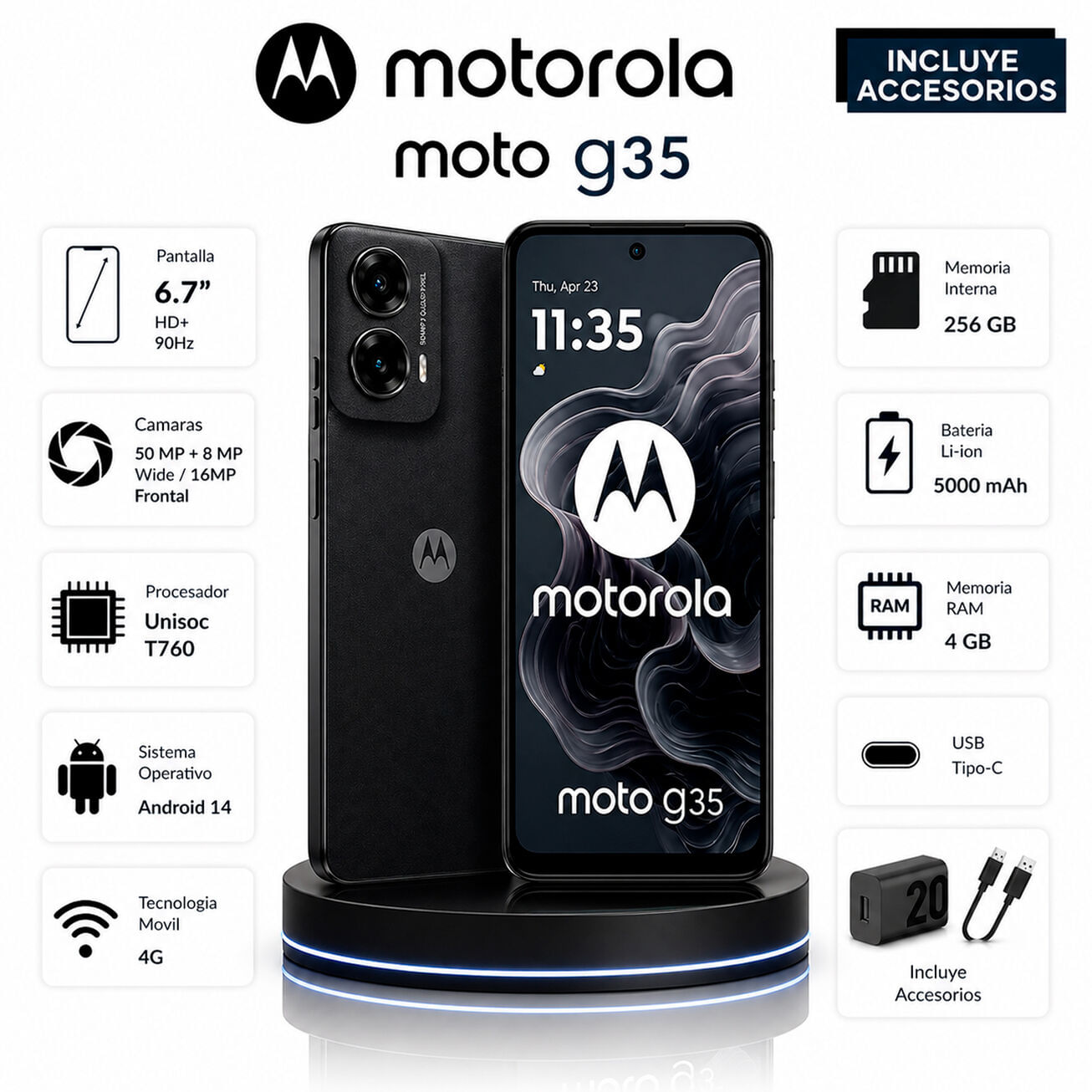 CELULAR MOTOROLA G35 4GB 256GB Negro