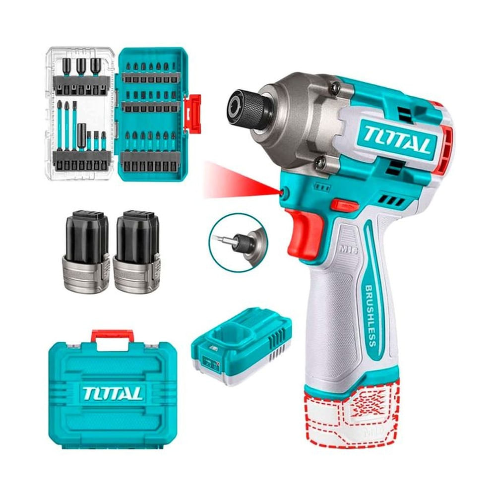 Atornillador De Impacto 16v + Punteras De Impacto + 2 Bat Bl