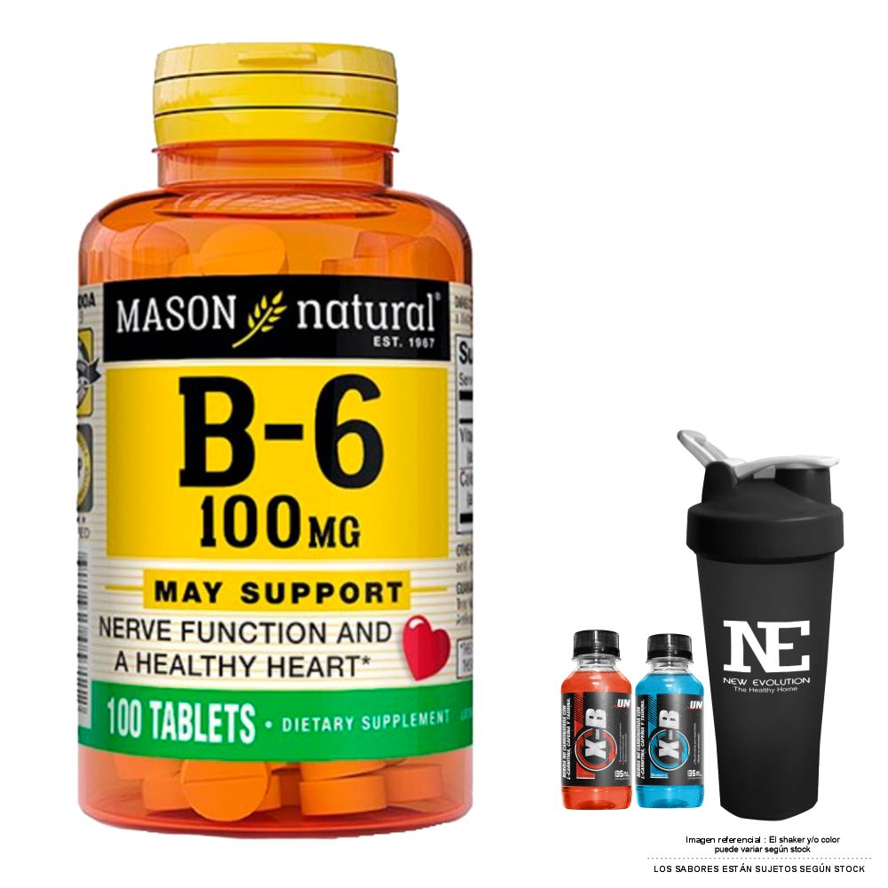 VITAMINAS MASON NATURAL - VITAMINA B-6 100 MG (100 TAB) + SHAKER