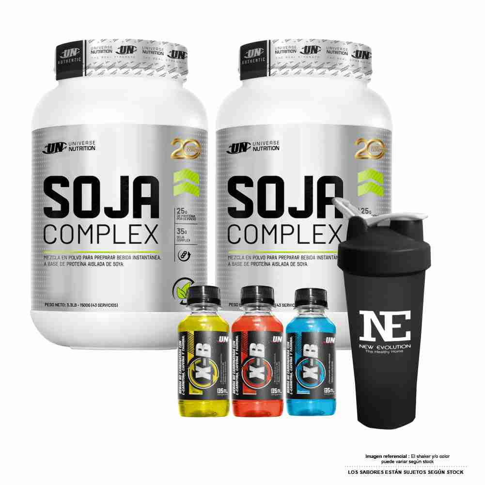 COMBO UNIVERSE NUTRITION - 2 SOJA COMPLEX 1.500 KG. CHOCOLATE + SHAKER