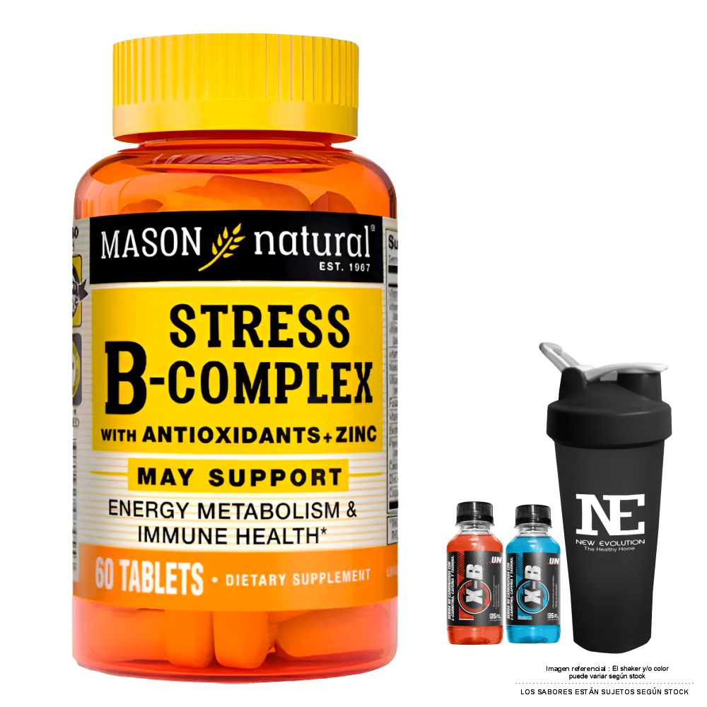 VITAMINAS MASON NATURAL - STRESS FORMULA B-COMPLEX CON ANTIOXIDANTES+ZINC (60 TAB) + SHAKER
