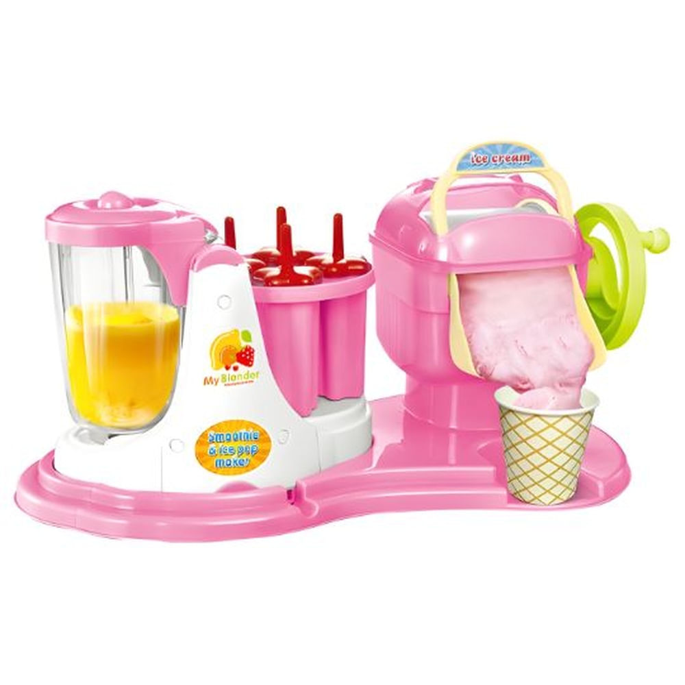 Estación 3 en 1 Rosa: Fábrica de Helados y Smoothies