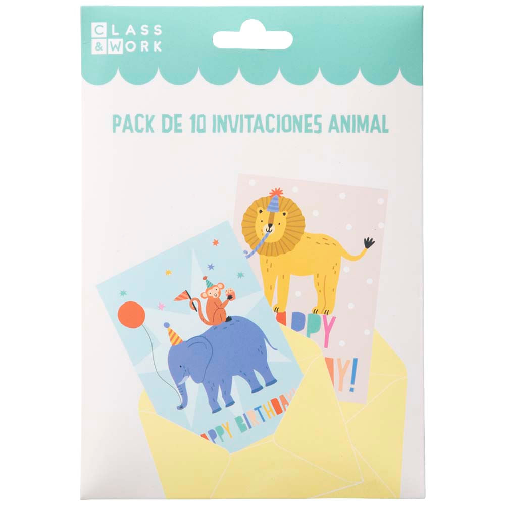 Pack de 10 Invitaciones Animal Party CLASS&WORK