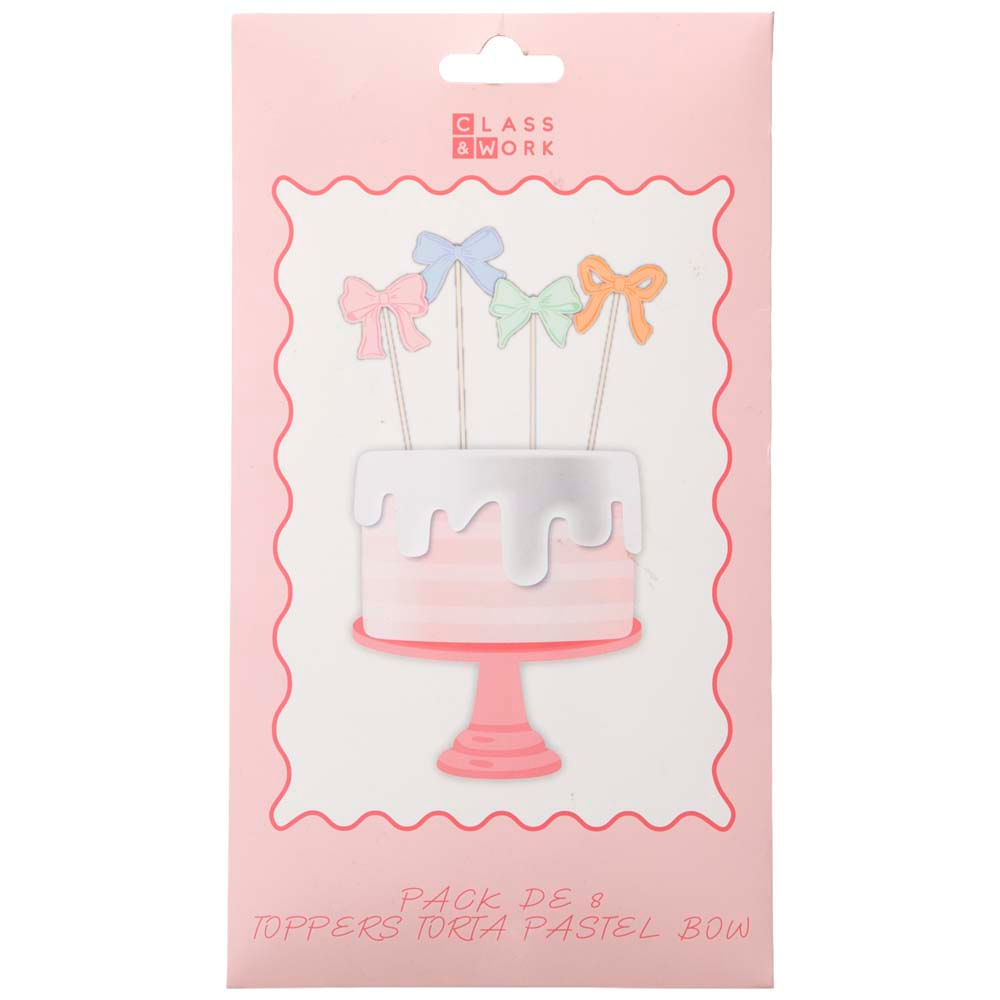 Pack de 8 Toppers para Torta Pastel Bow CLASS&WORK