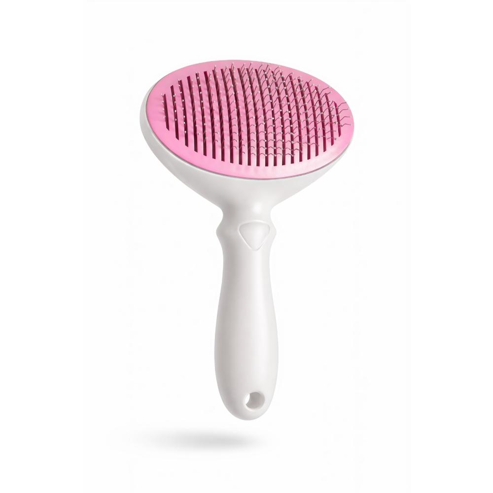 Peine Removedor de Pelo para Mascotas con Expulsor Ovalado Color Rosado