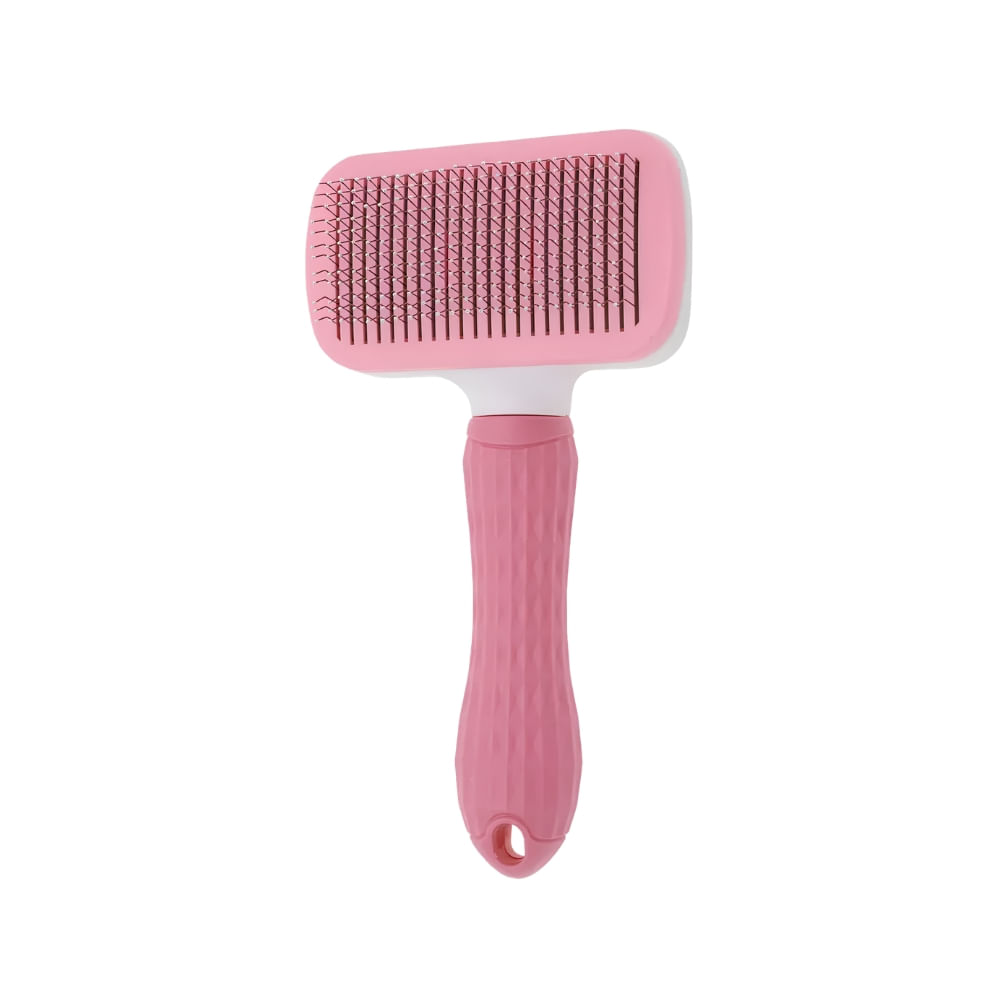 Peine Removedor de Pelo para Mascotas con Expulsor Rectangular Color Rosado