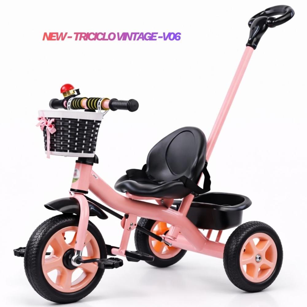 TRICICLO GUIADOR VINTAGE PARA NIÑOS - ROSADO