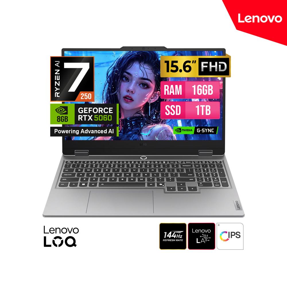 LAPTOP LENOVO LOQ 15ARP10 AMD RYZEN IA 7 250 15.6 IPS FHD 16GB DDR5 SSD 1TB RTX 5060 8GB FreeDOS