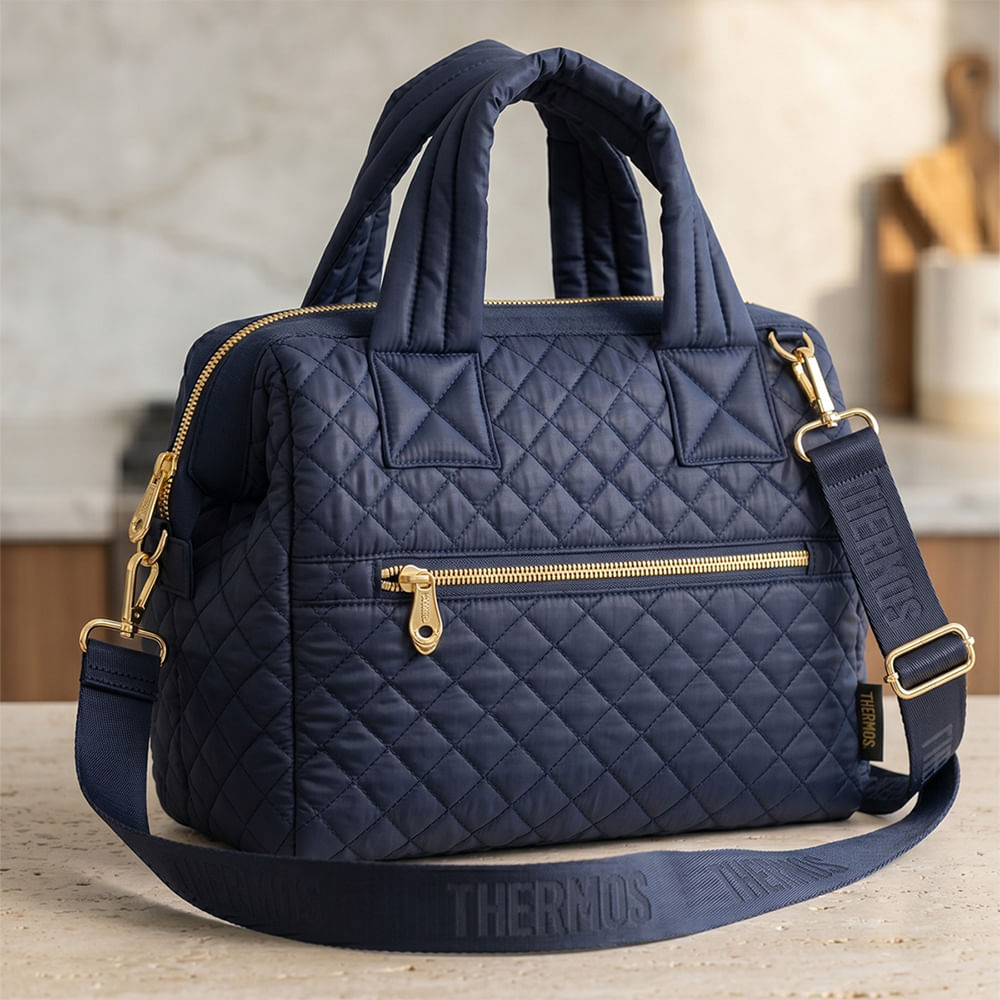 Lonchera Ejecutiva Thermos Termica Quilted Azul Marino
