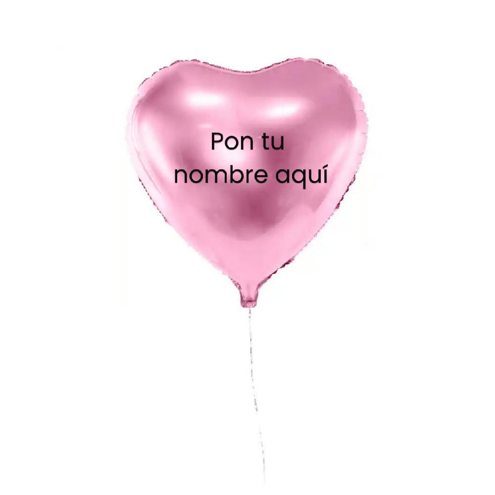 Globo Corazón Rosado Personalizado con Helio