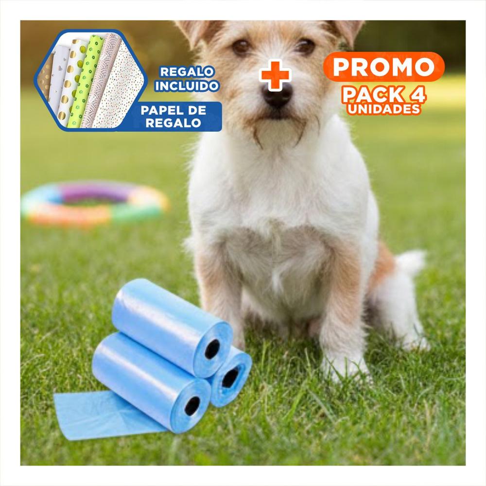 Pack4 Suministros de Bolsas para Desechos Pet Azul Seguros y Practicos Y+Papel Regalo