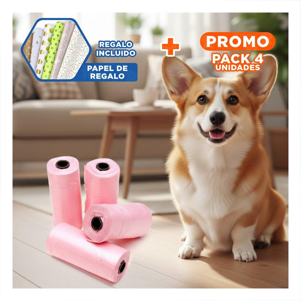 Pack4 Complementos de Bolsas Pet Rosado con Diseno Compacto y Funcional Y+Papel Regalo