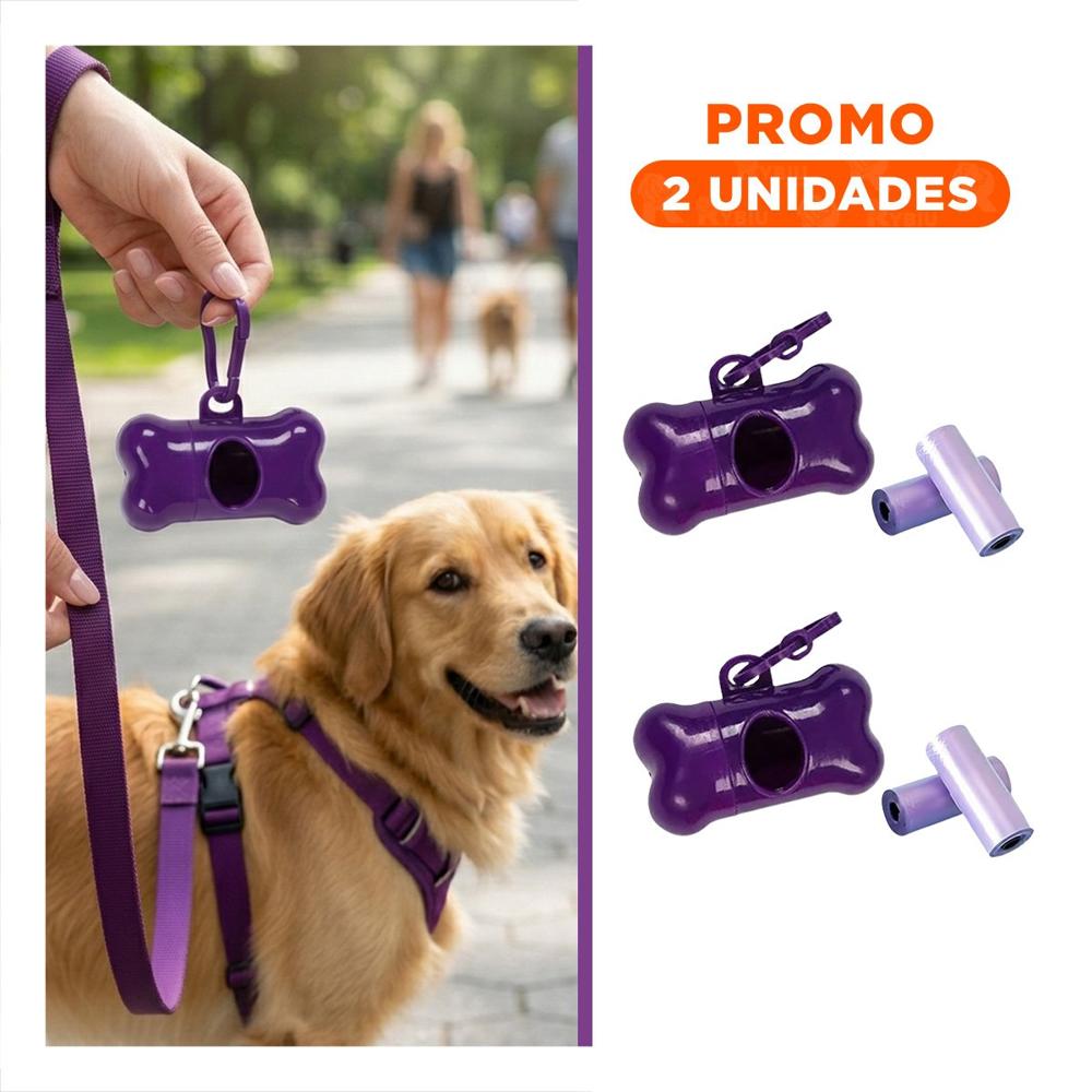 Pack2 Porta Bolsas Morado para Mascotas con Sujecion Segura