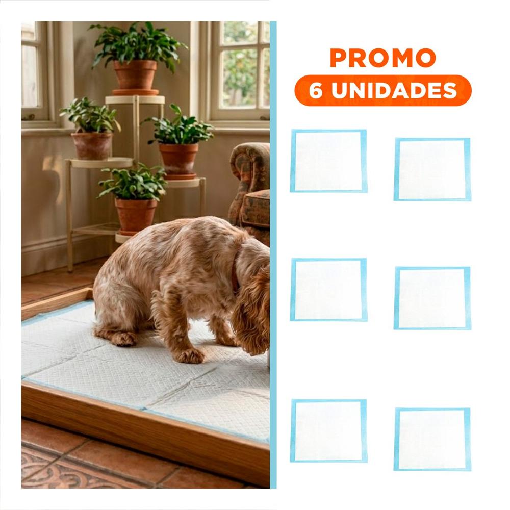 Pack6 Tapete de Piso 60x60 Talla L Celeste para Mascotas Uso Diario en Casa