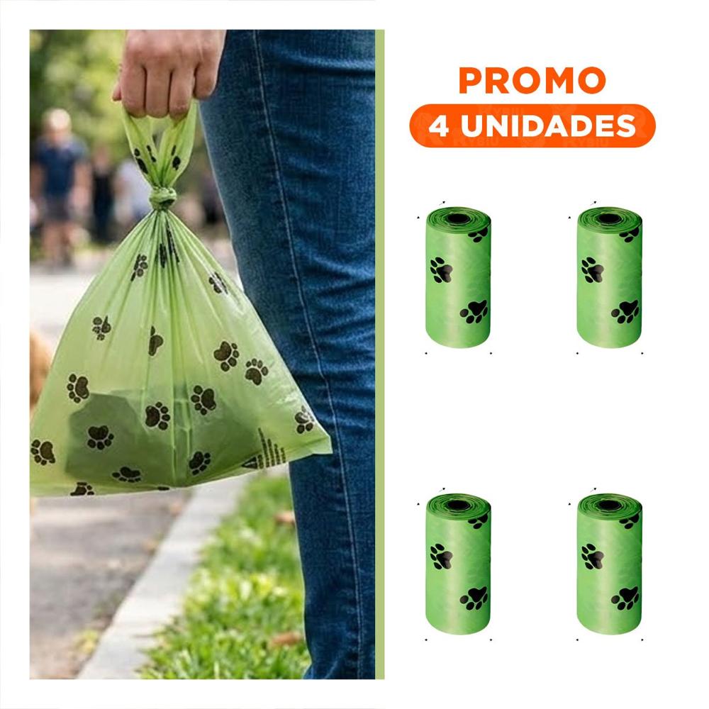 Pack4 Portador Verde de Bolsa Biodegradable para Uso Diario Y+Regalo Sticker