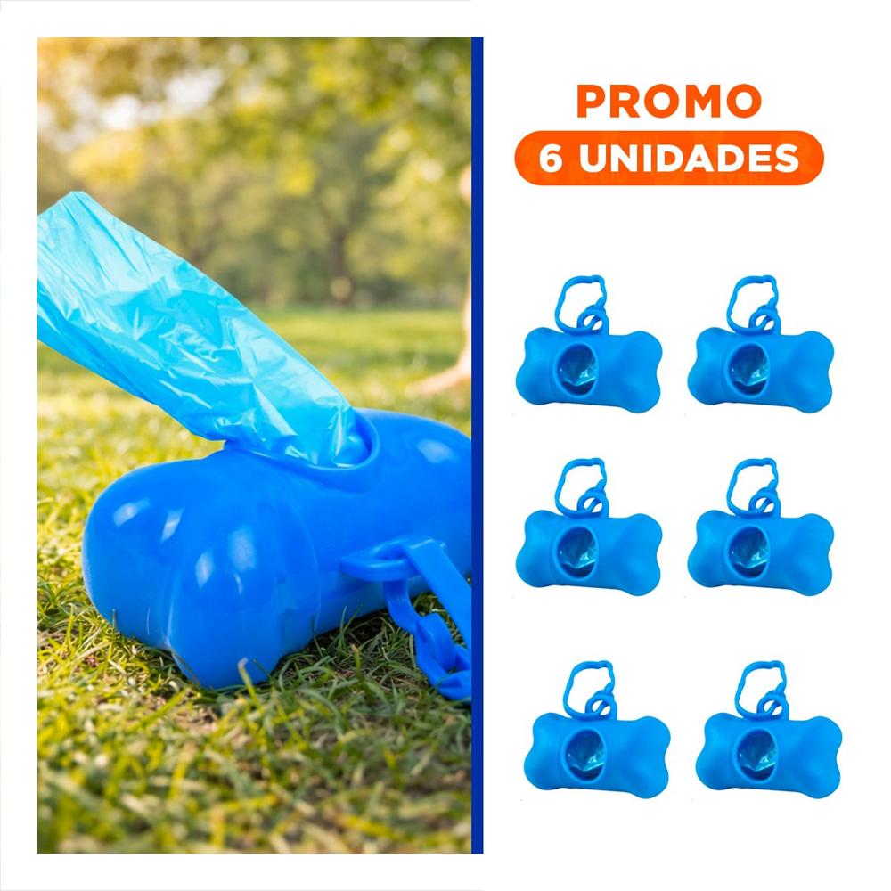 Pack6 Envase Compacto con Bolsa de Desecho y Protector Tipo Hueso Azul