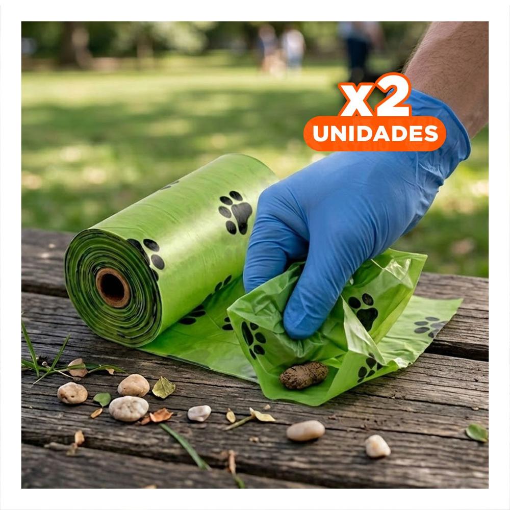 Pack2 Soporte Verde de Bolsa Biodegradable para Mascota Y+Regalo Sticker