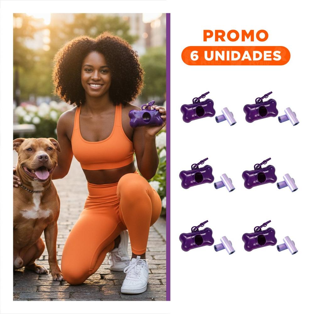 Pack6 Dispensador de Bolsas Morado Funcional para Salidas con Mascotas