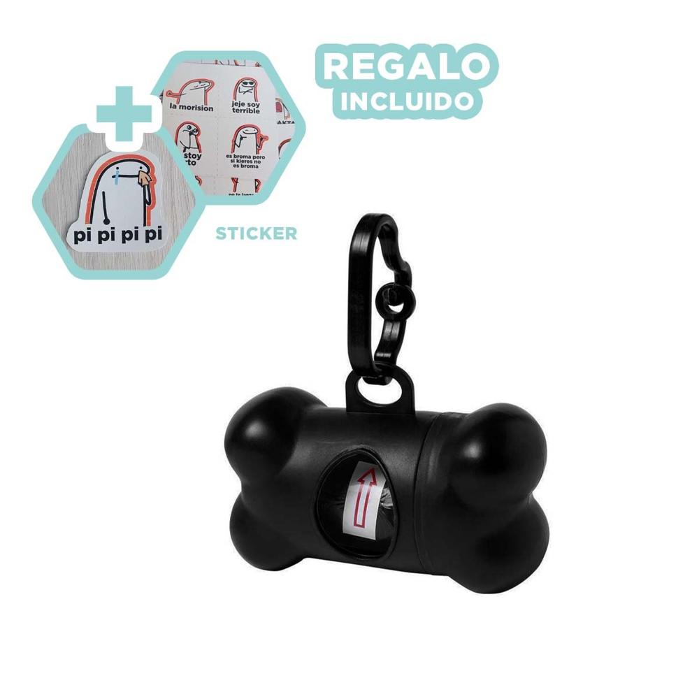 Complemento Funcional con Bolsa de Desecho y Protector Tipo Hueso Negro Y+Regalo Sticker