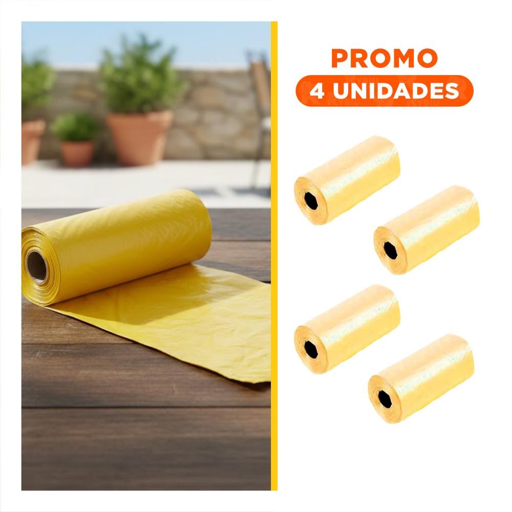 Pack4 Suministros de Bolsas Pet Amarillo Facil de Manejar y Guardar Y+Regalo Sticker