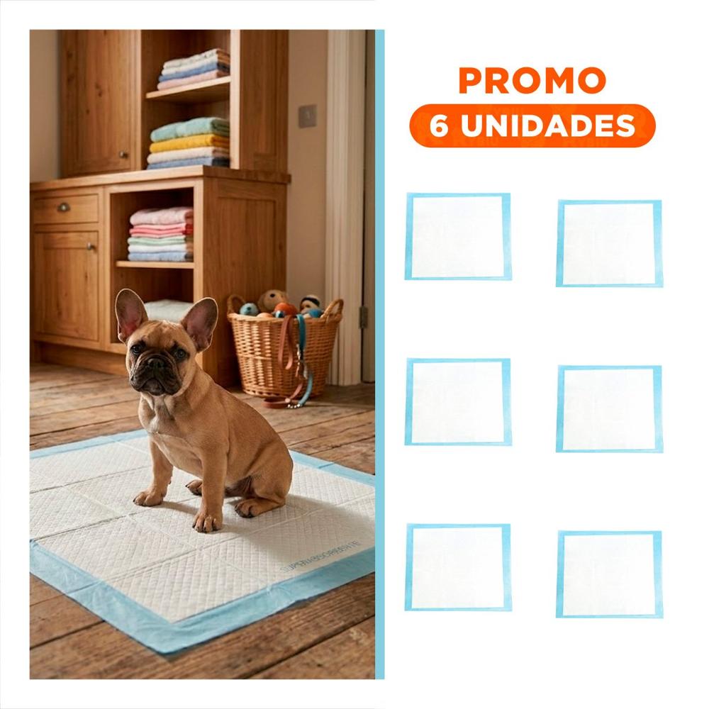 Pack6 Tapete de Piso 45x60 Talla M para Mascotas Uso Diario en Casa Interior