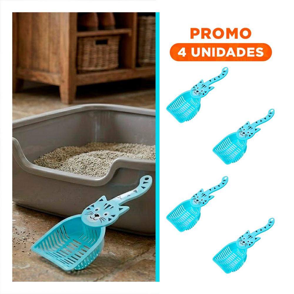 Pack4 Utensilio Multiuso Cara De Gato Azul Para Casa Y Limpieza Blanco Y+Regalo Sticker