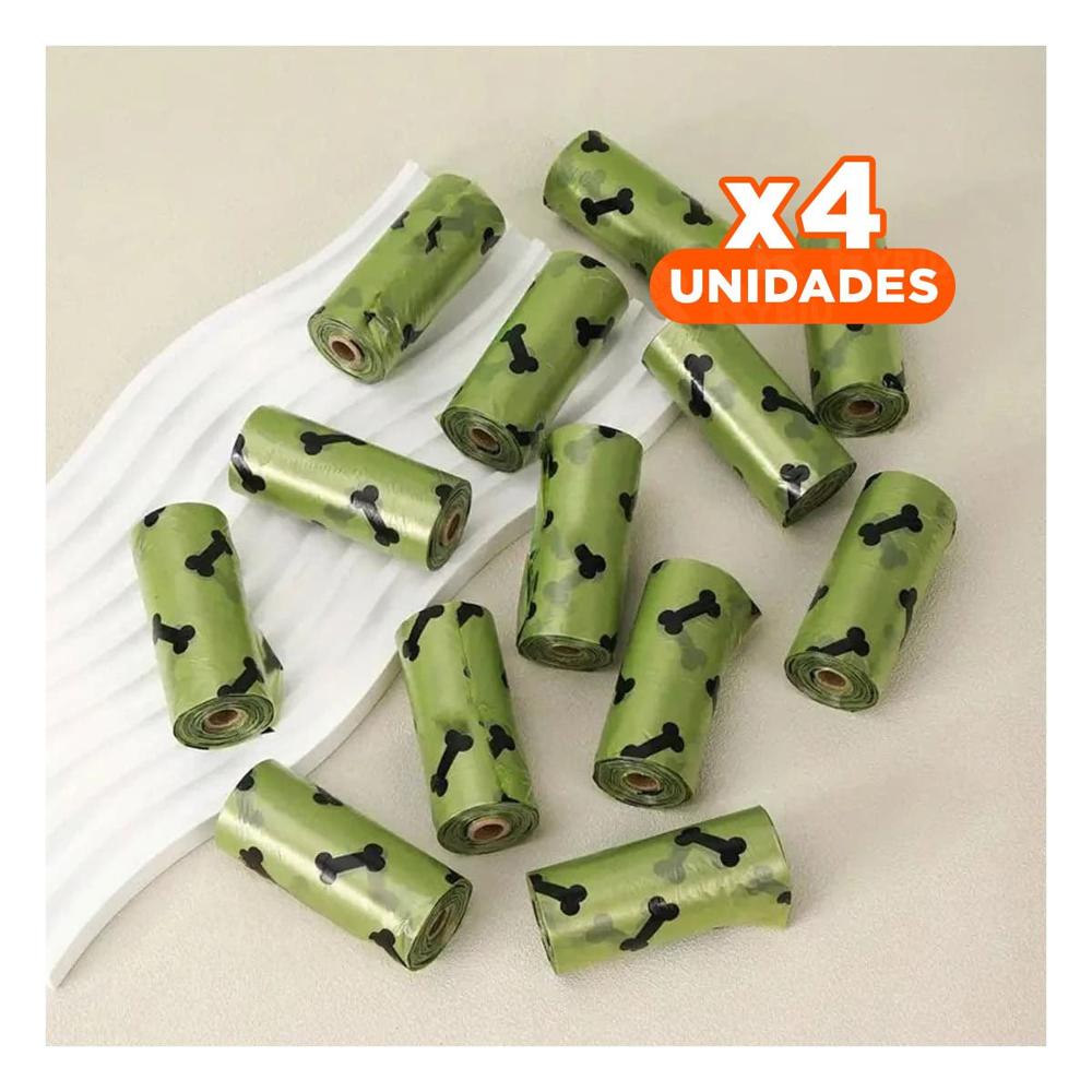 Pack4 Sistema Verde de Bolsa Biodegradable para Paseo Diario