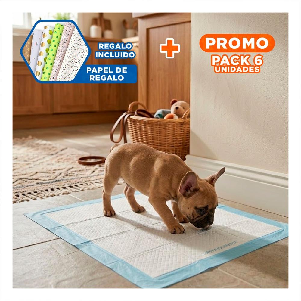 Pack6 Absorbente para Mascotas 45x60 Talla M Uso en Piso Interior Hogar Y+Papel Regalo