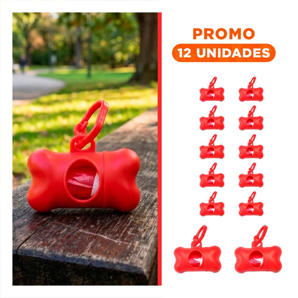 Pack12 Elemento Funcional con Bolsa de Desecho y Protector Tipo Hueso Rojo Y+Regalo Sticker