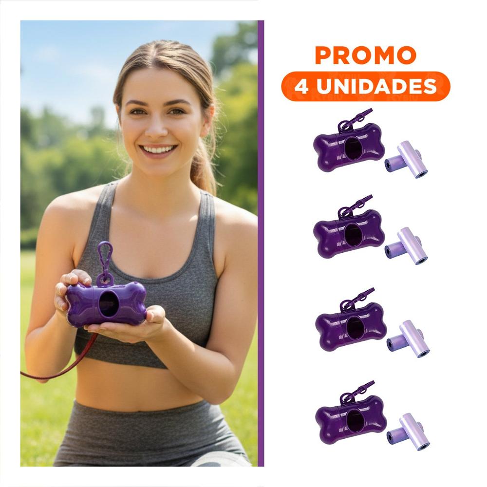 Pack4 Contenedor Canino Morado con Diseno Compacto para Paseos Y+Regalo Sticker