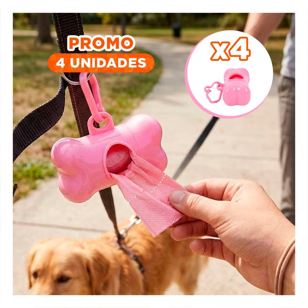 Pack4 Sistema Compacto con Bolsa de Desecho y Protector Tipo Hueso Rosado