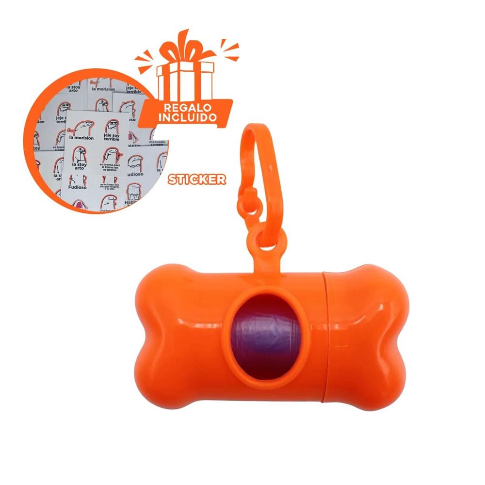 Kit de Bolsa con Protector Tipo Hueso Anaranjado para Mascota Y+Regalo Sticker